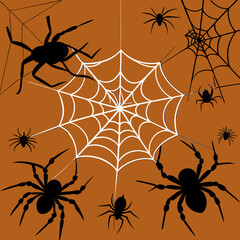 Spooky Halloween Spider Web Design on red Background for Halloween-themed designs and spooky decorations.