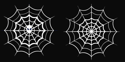 Spooky Halloween Spider Web Design on black Background for Halloween banner designs and spooky decorations.