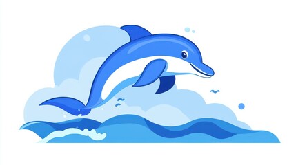 Sticker - Discover the bliss of a dolphins leap in vibrant vector art, embodying modern charm and graceful simplicity.