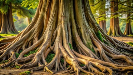 Close up view of the intricate roots of a cypress tree, cypress, tree, roots, nature, pattern, close up, intricate, texture