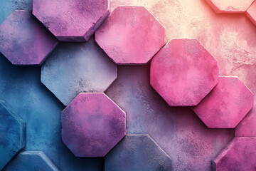 abstract geometric octagon shapes wall pattern in pink and blue tones