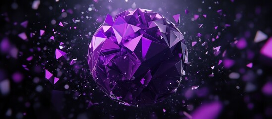 Wall Mural - purple geometric sphere in a dark atmosphere