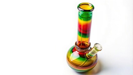 Rasta colored bong isolated on white background bird's eye view