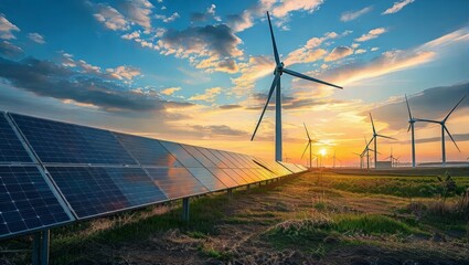 Renewable Energy with Wind Turbines and Solar Panels