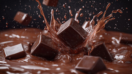 Wall Mural - A splash of chocolate is splashing out of a box of chocolate