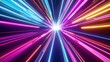 © Thirawat - Abstract 3D background with bright neon rays and glowing lines in a spectrum of colors, delivering a vivid and energetic visual experience