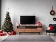 © Nyetock - Stylish living room interior with modern TV and Christmas tree. Front view
