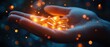 © Nattapat - Hand holding bright, glowing capsules, representing a cuttingedge revolutionary medicine treatment breakthrough