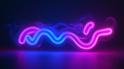 Poster - Neon light trail in vibrant pink and blue colors against dark background