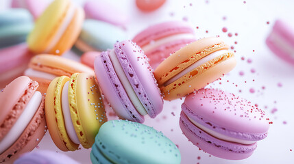 Colorful Macarons on a white background