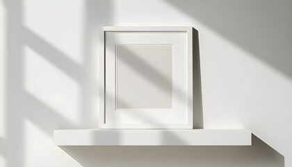 Wall Mural - Scandi Style Picture Frame Displaying Minimalist White Artwork