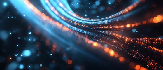 Aufkleber - Futuristic glowing data cables transferring information, intricate light effects and tech background, highdefinition and detailed