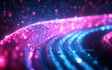 Poster - Glowing data cables transferring information, dynamic background with vibrant light trails, hightech and futuristic theme, highresolution, 4K quality