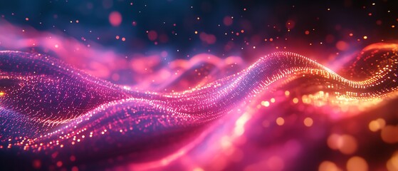 Fototapete - Illuminated data cables in motion, transferring information with glowing light effects, techinspired background, highresolution, cinematic shot