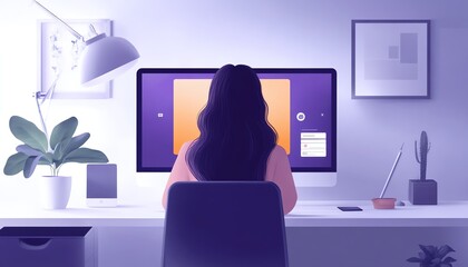 Aufkleber - Laptop screen showing a Privacy Lock icon, woman working on computer with virtual interfaces, security concept, clear and vivid, highdefinition