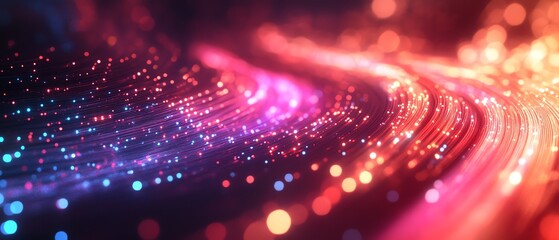 Poster - Abstract background featuring glowing data cables in motion, transferring information with bright light trails, vibrant and clear, 4K resolution