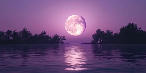 Wall Mural - moonlit tranquility: a purple night