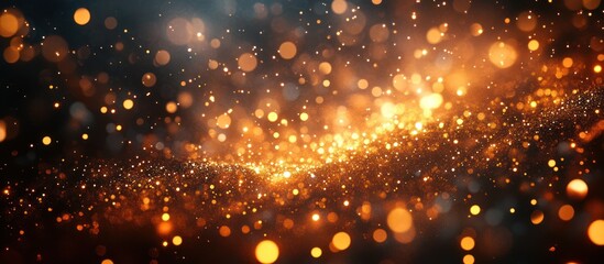 Wall Mural - abstract golden bokeh lights background with a dark background, perfect for christmas or new year's 