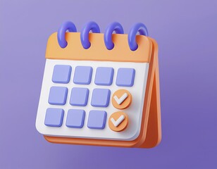 3D colorful calendar with two checkmarks