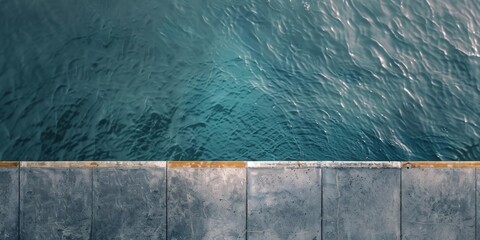 Sticker - A pool with a concrete edge and a blue water. The water is calm and clear