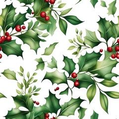 Wall Mural - Christmas Garlands Design with Holly and Berries