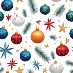 Wall Mural - Christmas Ornaments with Vibrant Colors and Patterns