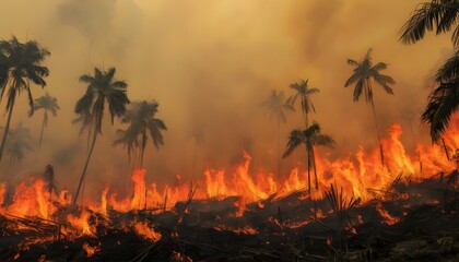 Wall Mural - Devastating Wildfire Aftermath in a Subtropical Forest Valley