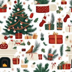 Poster - Christmas Tree Seamless Pattern for Holiday Design