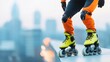 © Photography09 - Rollerblader grinding along a ledge, city background, showcasing adrenaline in an urban setting