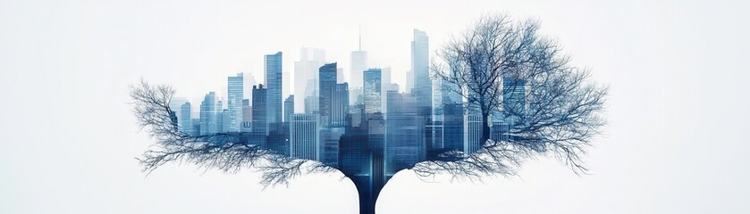 Wall Mural - Cityscape Tree.