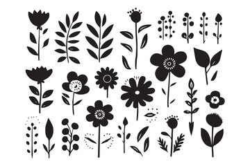 Wall Mural - Botanical flowers silhouette