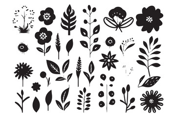 Wall Mural - Botanical flowers silhouette