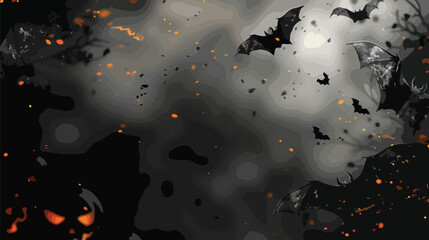 Wall Mural - : Pumpkins and bats halloween background, Happy Halloween 