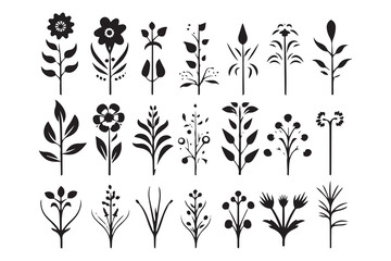 Wall Mural - Botanical flowers silhouette