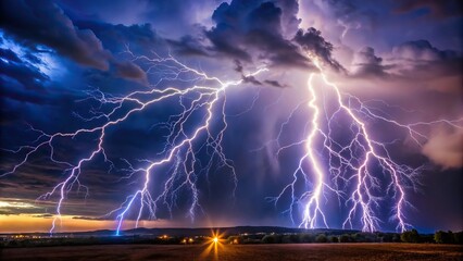 panoramic lightning storm photo