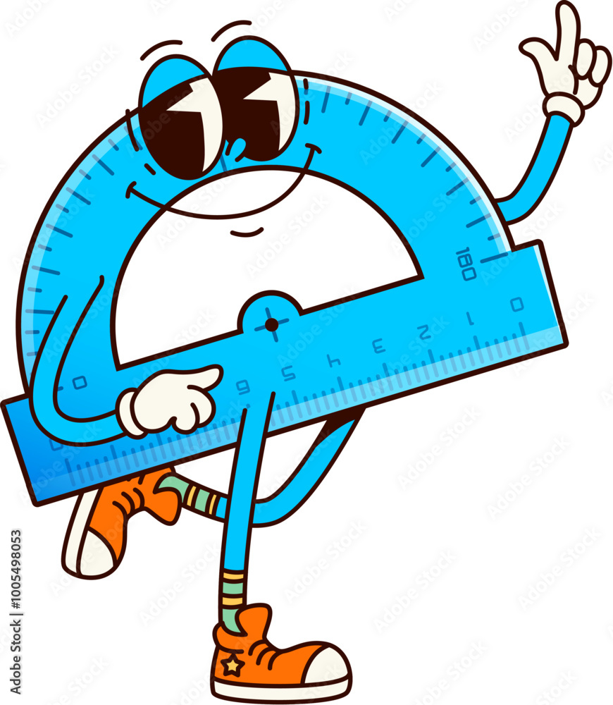 Groovy school protractor character, measuring item for learning ...
