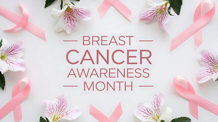 Wall Mural - A banner with text breast cancer awareness month 