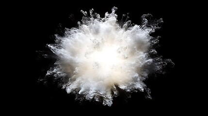 White powder explosion isolated on black background.