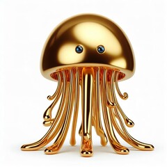 Wall Mural - a cute and hip gold shinny metallic futuristic Jellyfish character