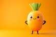 © milkyway - Chibi Carrot Character Standing with Hands on Hips on Bright Orange Background