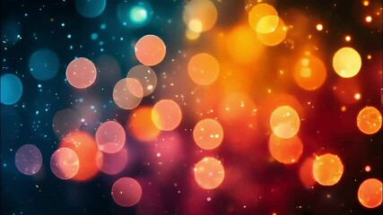 Wall Mural - bokeh light effects in blue, orange, and red colors with glowing particles. abstract background for 