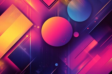Abstract geometric pattern with vibrant colors and glowing lines.