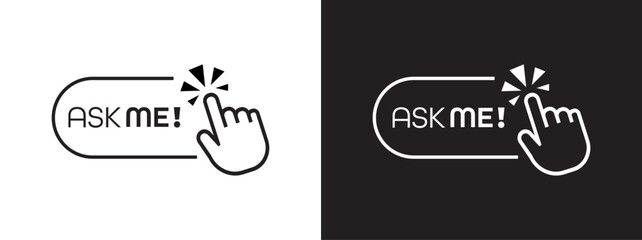 Wall Mural - ask me sign on white background	