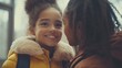 © Pixel Alchemist - Two joyful girls sharing a moment, bright indoor setting, smiling and happy.