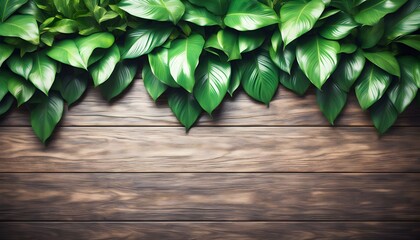 Wall Mural - Elegant green foliage against a polished marble backdrop with ample space for text in a flat design aesthetic