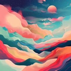 Sticker - Lofi background with a mix of bold colors.