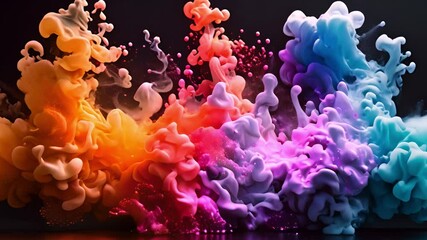 Poster - Various colorful smokes billowing on a dark backdrop, creating an abstract and vibrant visual effect.