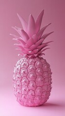 Wall Mural - pink pineapple on pink background, modern art concept