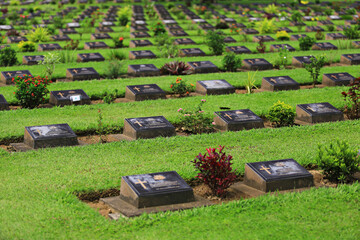 War cemetery (Don - Rak war cemetery) historical monuments of allied prisoners of the World War II in Kanchanaburi ,Thailand 