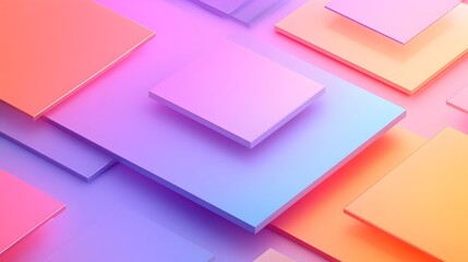 Wall Mural - Captivating abstract digital artwork featuring a vibrant pastel color palette geometric shapes and a minimalist composition with clean lines and sleek surfaces